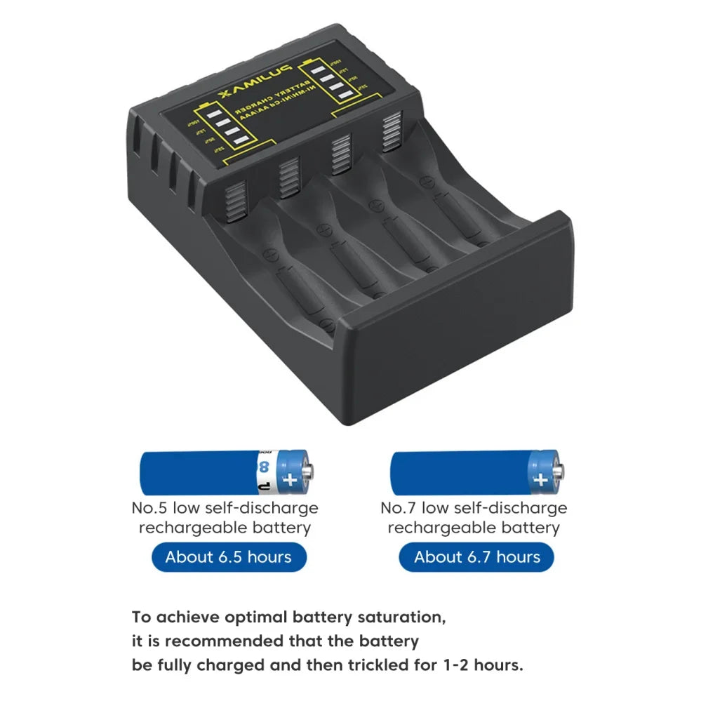 Cargador de Baterías AA/AAA 4 Ranuras con LED — USB-C Carga Rápida 🔋