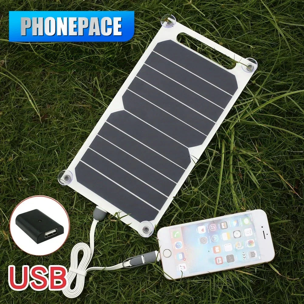 Cargador Solar USB de 6W, Panel portátil impermeable para acampar al aire libre, senderismo, carga del Banco de energía del teléfono móvil