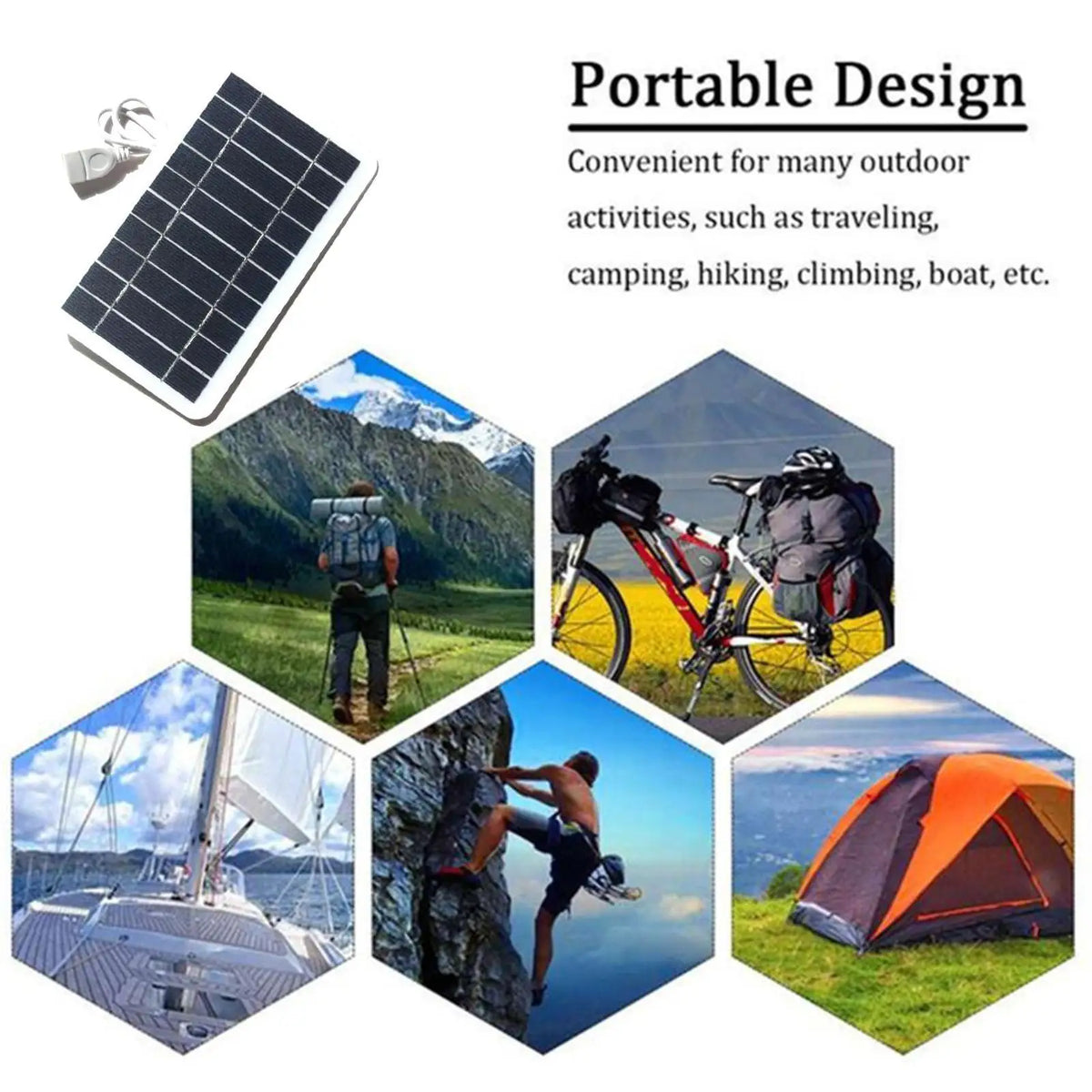 Cargador Solar USB Portátil 2W — Panel Solar 5V 400mA para Móviles