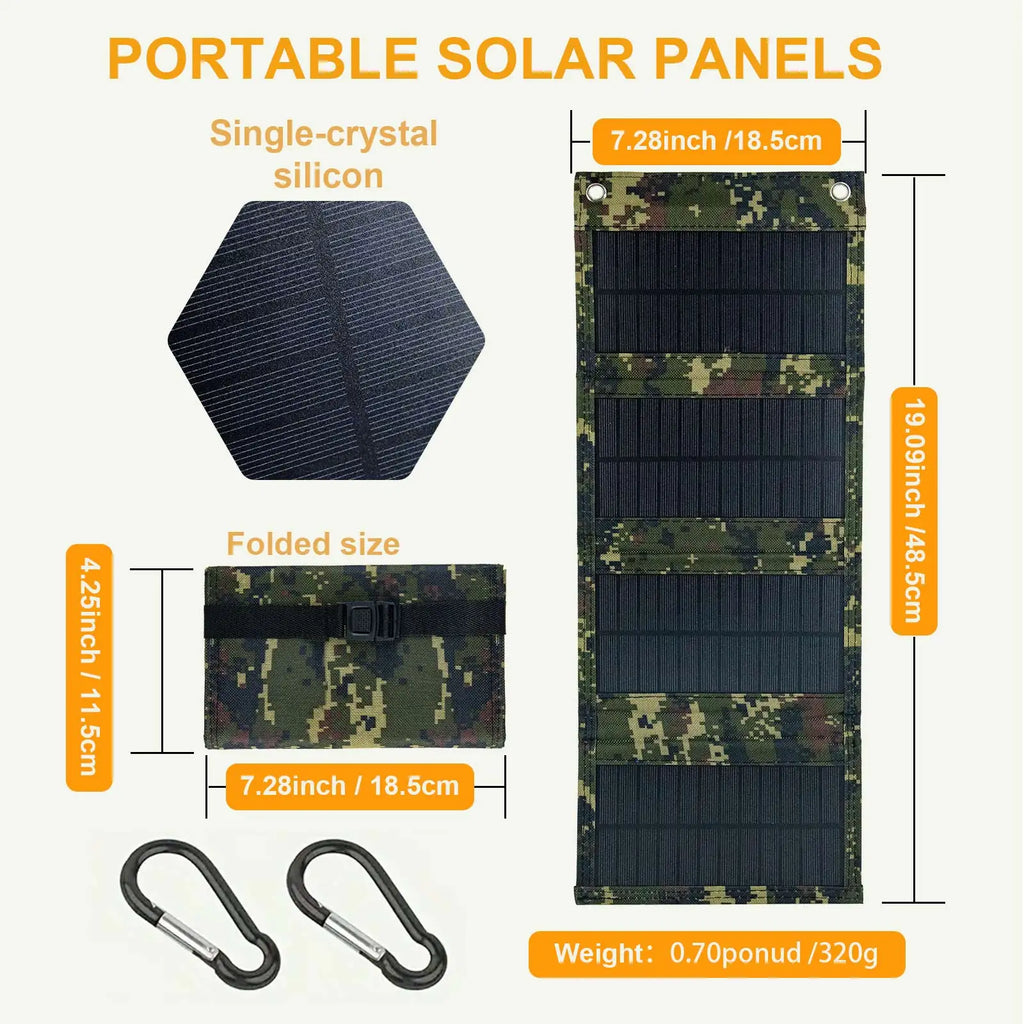 Cargador Solar Plegable LEAORLD 20W — Monocristalino de Alta Eficiencia con USB