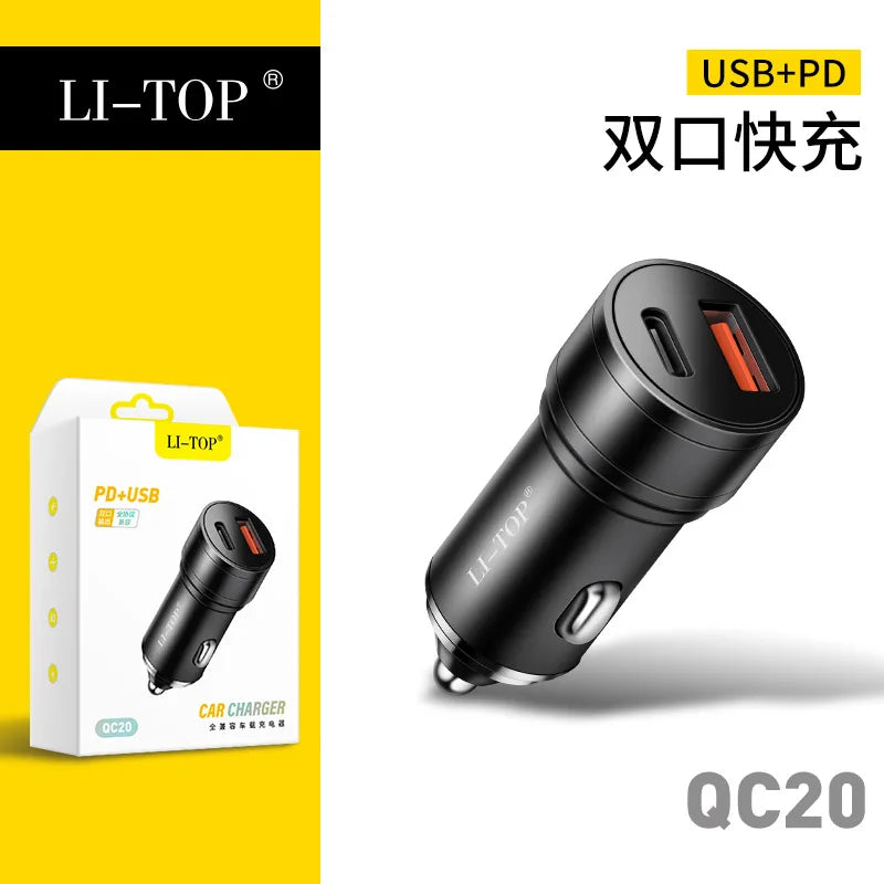 Mini Cargador de Coche USB-C QC3.0 — Carga Rápida Doble Puerto