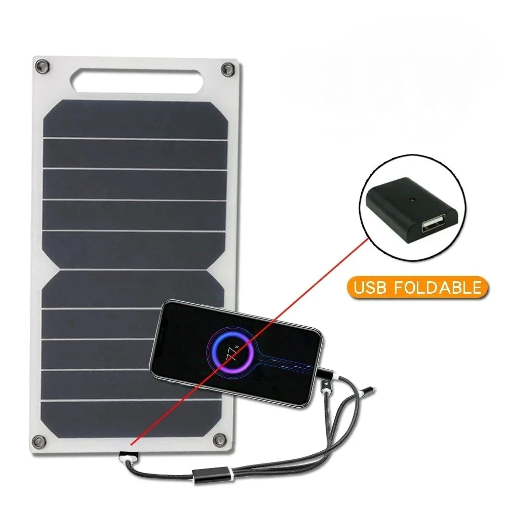 Cargador Solar USB de 6W, Panel portátil impermeable para acampar al aire libre, senderismo, carga del Banco de energía del teléfono móvil