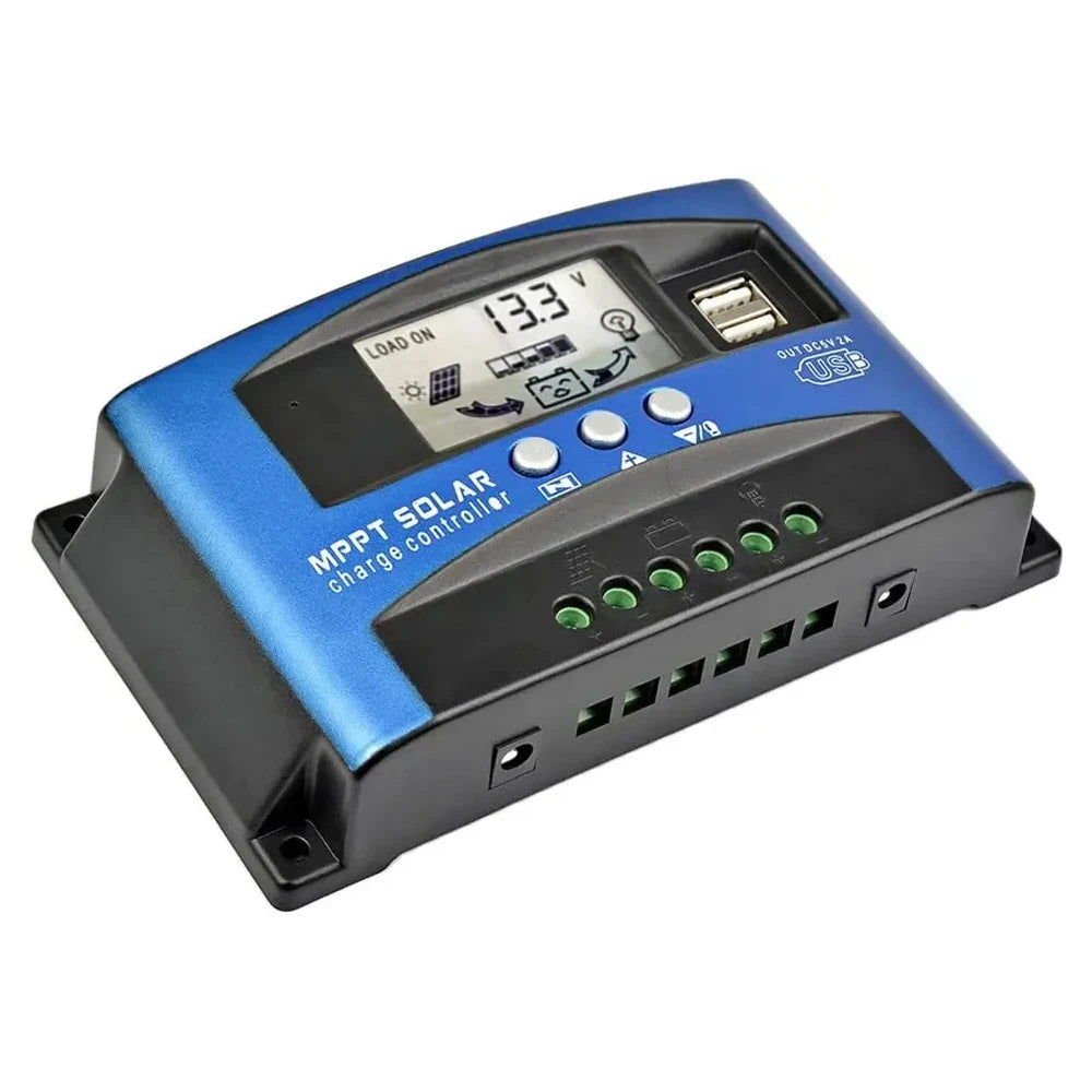 Controlador de Carga Solar MPPT — 40A / 60A / 100A con LCD y USB