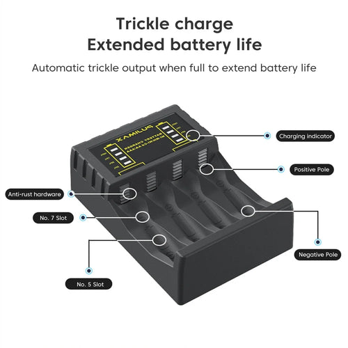 Cargador de Baterías AA/AAA 4 Ranuras con LED — USB-C Carga Rápida 🔋