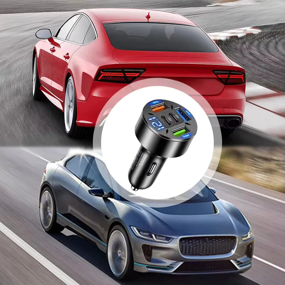 Cargador de Coche 250W 5 Puertos — Carga Rápida PD QC3.0 USB-C 🔌