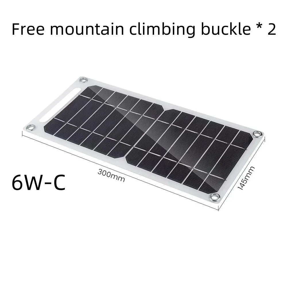 Cargador Solar USB de 6W, Panel portátil impermeable para acampar al aire libre, senderismo, carga del Banco de energía del teléfono móvil